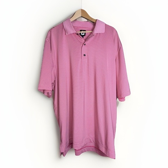 FootJoy Other - FootJoy FJ Pink White Striped Golf Polo Shirt Men's Size XL